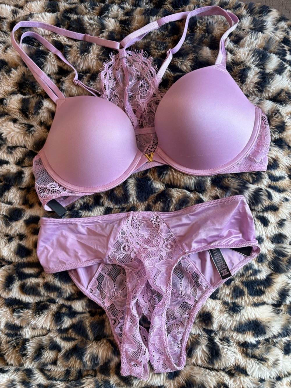 Victoria's Secret Lilac Lace Push-Up Bra & Bikini Set